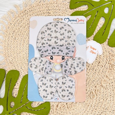 Kit Touca/Luva/Sapatinho - Borboletas - Areia